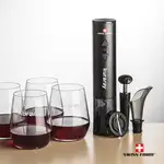 Ensemble ouvre-bouteille électrique et 4 verres à vin sans pied Germain 12.5 oz de Swiss Force