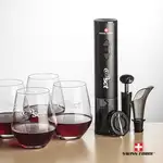 Ensemble ouvre-bouteille électrique et 4 verres à vin sans pied Reina 11.5 oz de Swiss Force