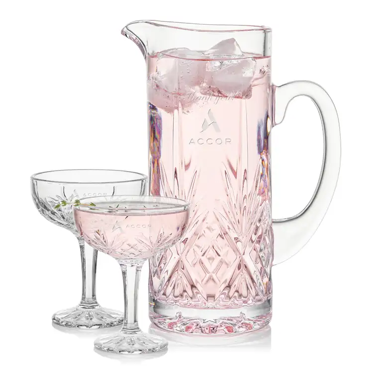 Brinkley 34 oz Pitcher and 2 Brinkley Cocktail Glasses Set
