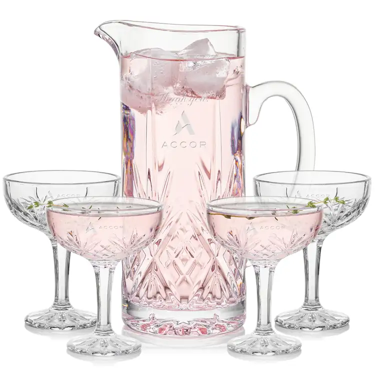 Brinkley 34 oz Pitcher and 4 Brinkley Cocktail Glasses Set