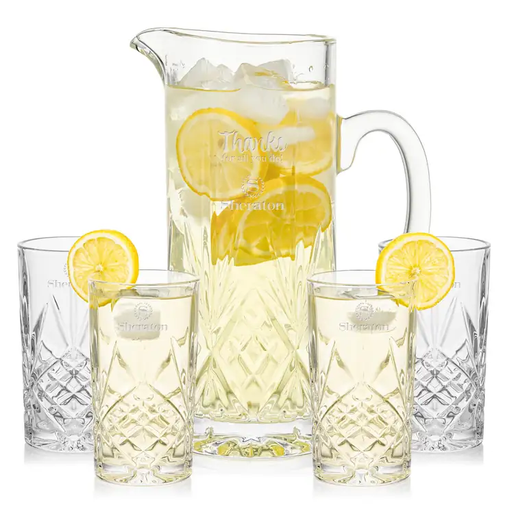 Brinkley 34 oz Pitcher and 4 Brinkley Highball Glasses Set