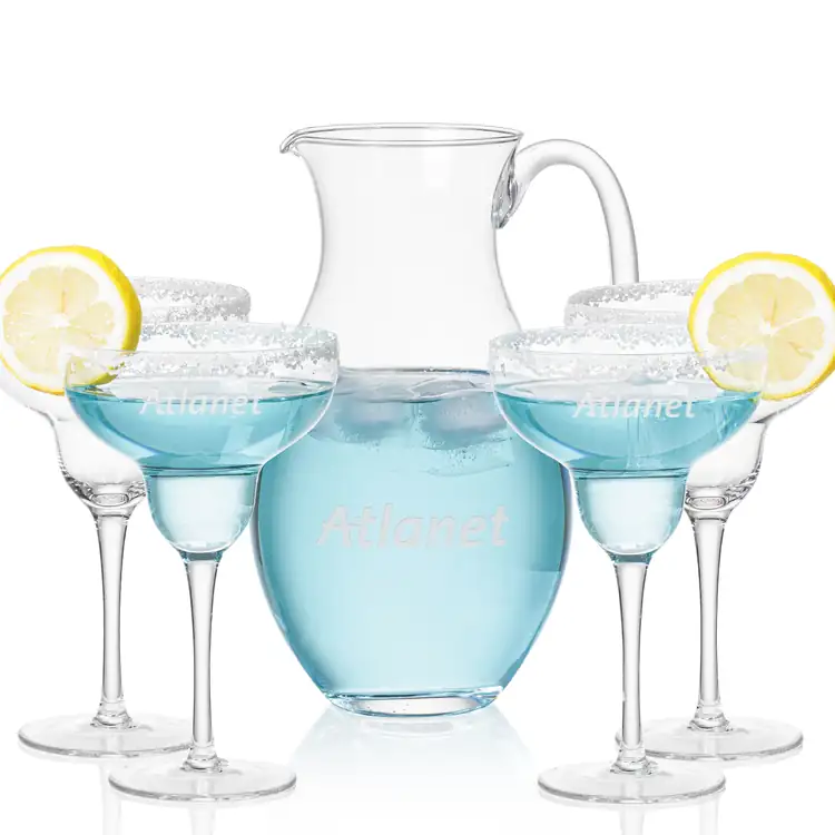 Charleston 48 oz Pitcher and 4 St Tropez Cocktail Glasses Set