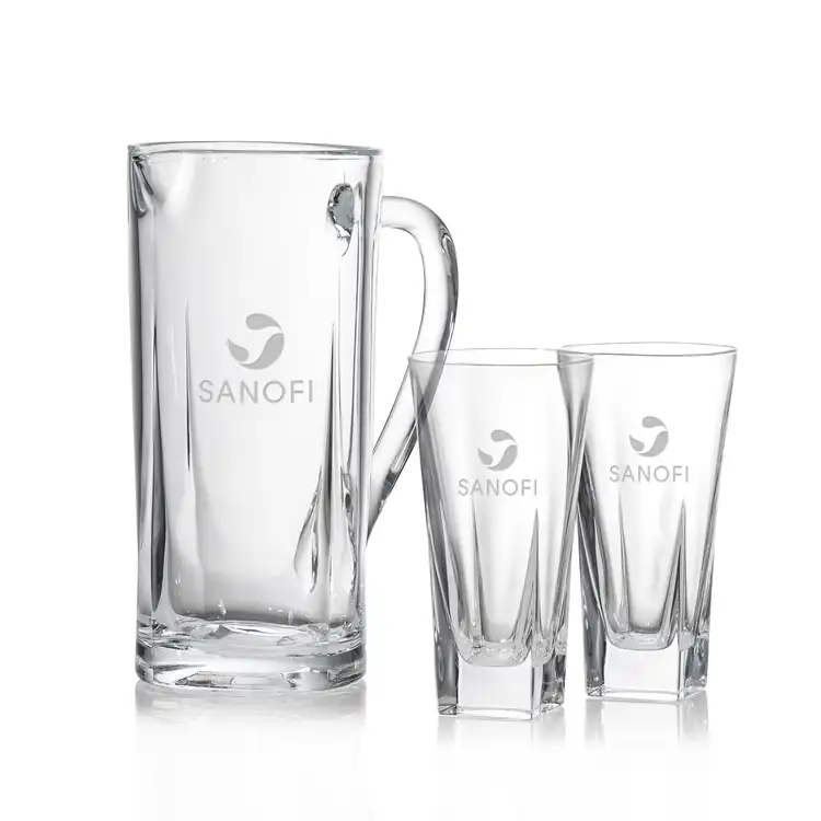 Chesswood 50 oz Pitcher and 2 Chesswood Highball Glasses Set