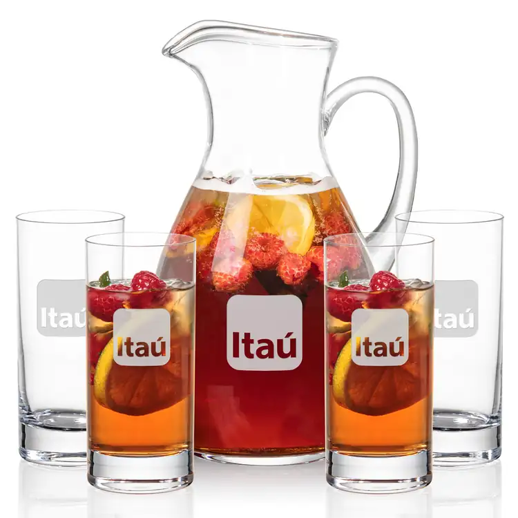 Geneva 66 oz Pitcher and 4 Dresden Highball Glasses Set