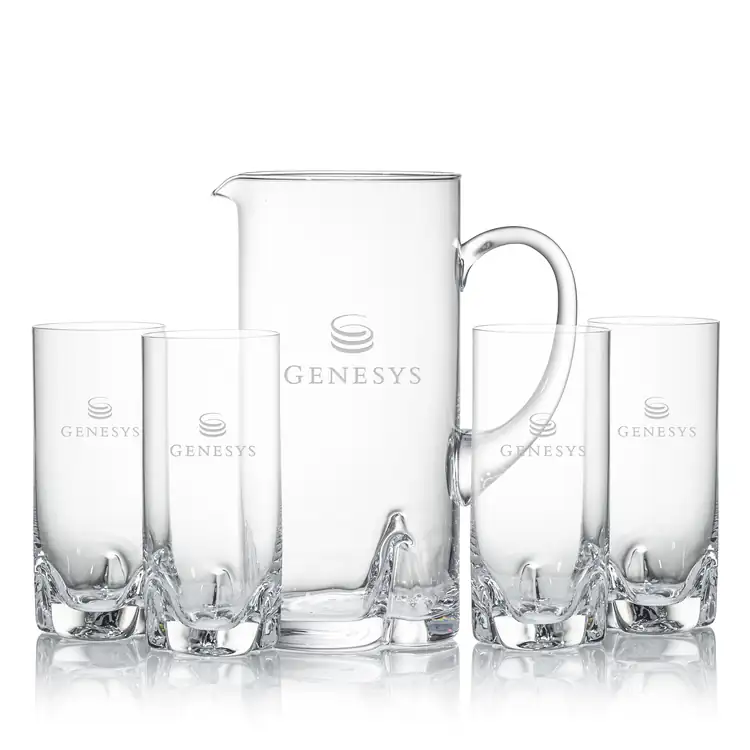 Hillcrest 52 oz Pitcher and 4 Hillcrest Highball Glasses Set
