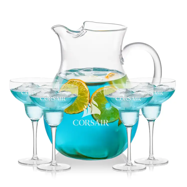 Montclair 60 oz Pitcher and 4 St Tropez Cocktail Glasses Set