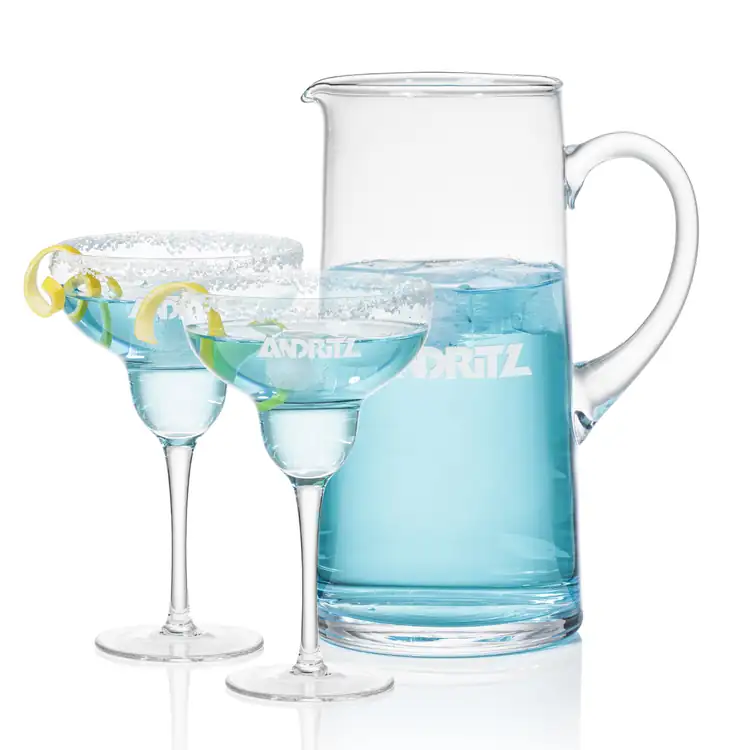 Rexdale 48 oz Pitcher and 2 St Tropez Cocktail Glasses Set