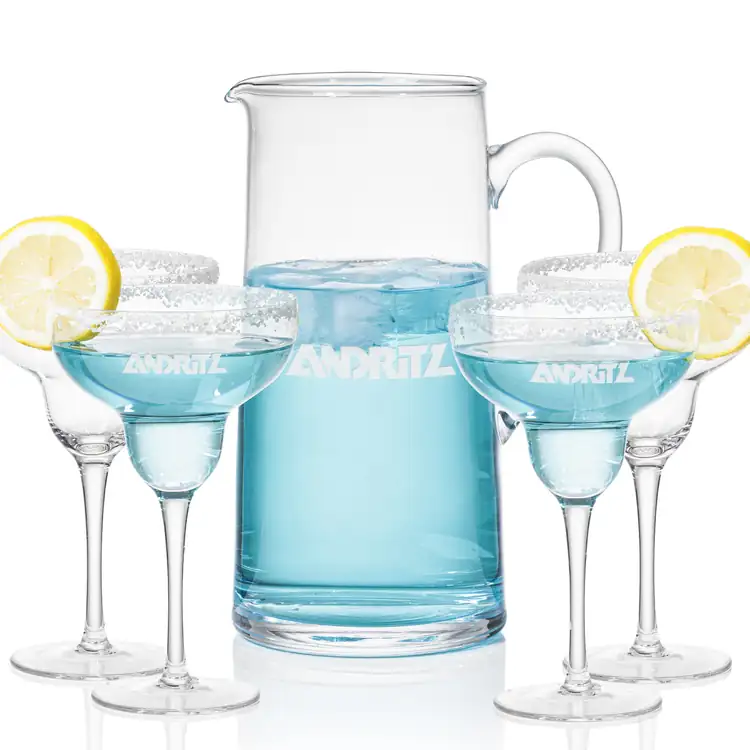 Rexdale 48 oz Pitcher and 4 St Tropez Cocktail Glasses Set