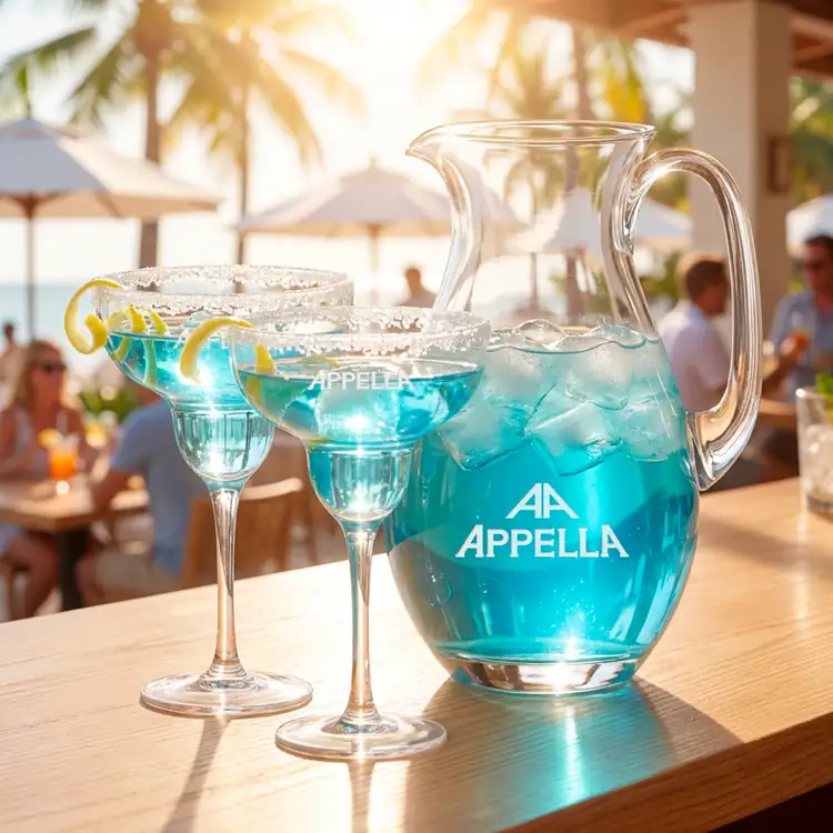 St Tropez 64 oz Pitcher and 2 St Tropez Cocktail Glasses Set #4