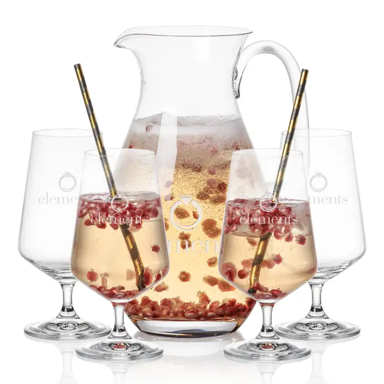 St Tropez 64 oz Pitcher and 4 Breckland Cocktail Glasses Set