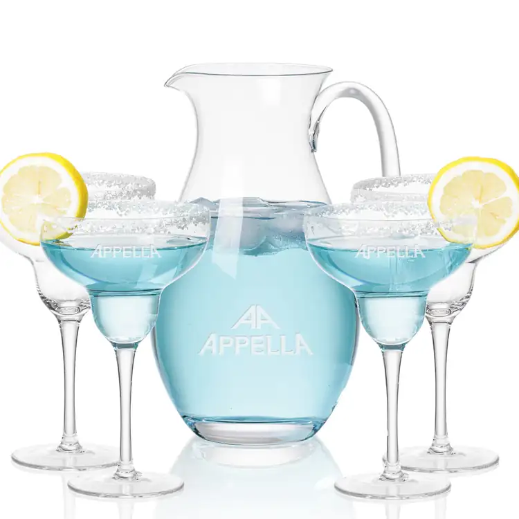 St Tropez 64 oz Pitcher and 4 St Tropez Cocktail Glasses Set