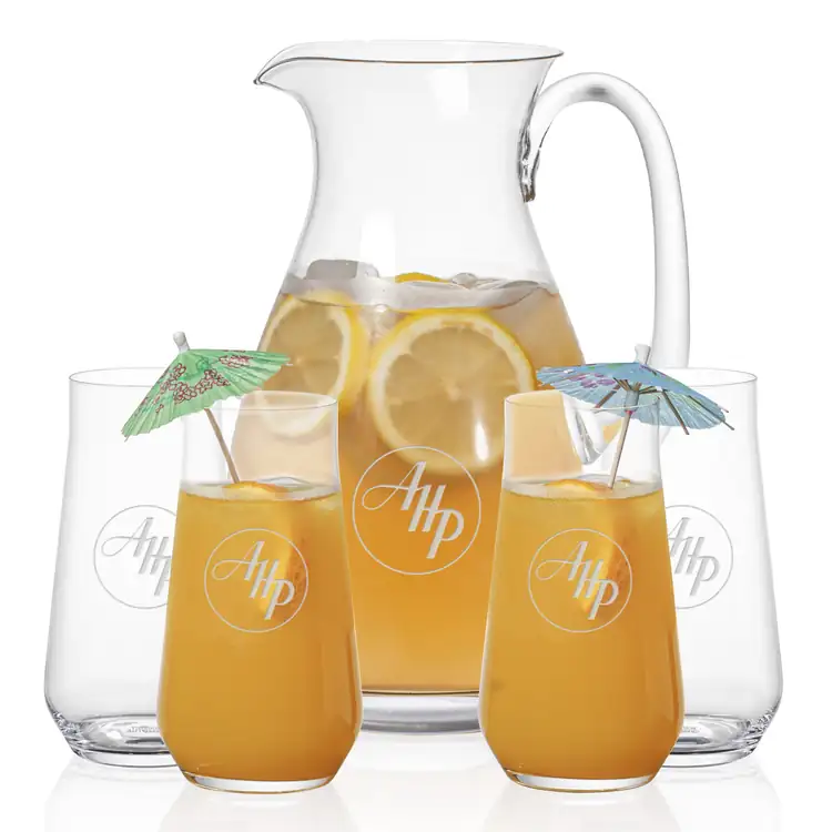 St Tropez 64 oz Pitcher and 4 Bretton Highball Glasses Set