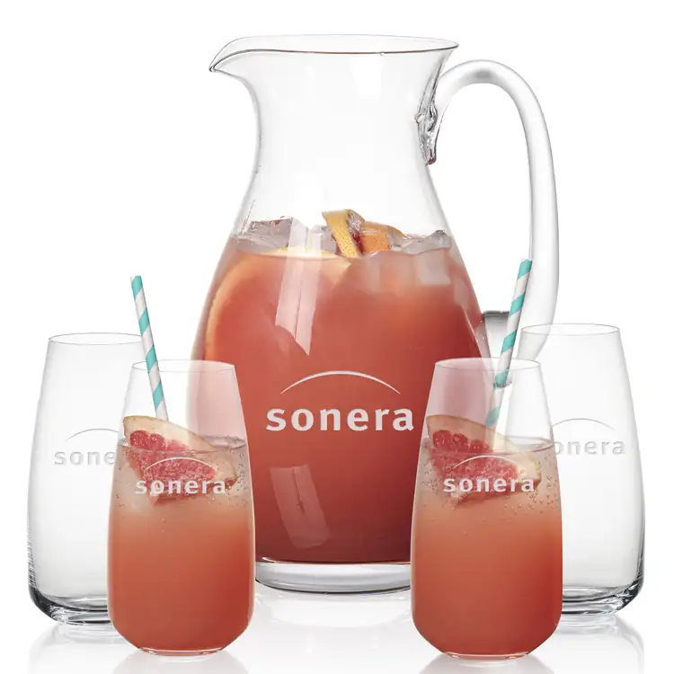 St Tropez 64 oz Pitcher and 4 Hogarth Highball Glasses Set