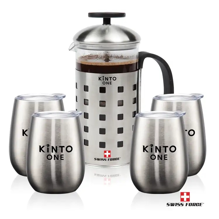 Swiss Force 20 oz Coffee Press and 4 Vivaldi Tumblers