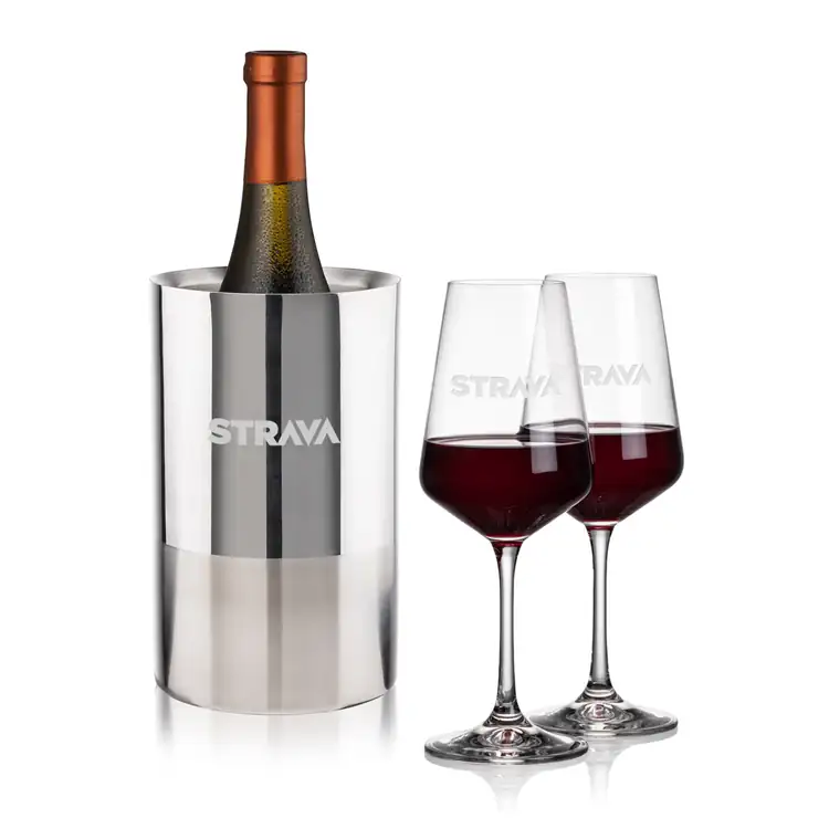Catania Wine Cooler and 2 Cannes Wine Glass Set