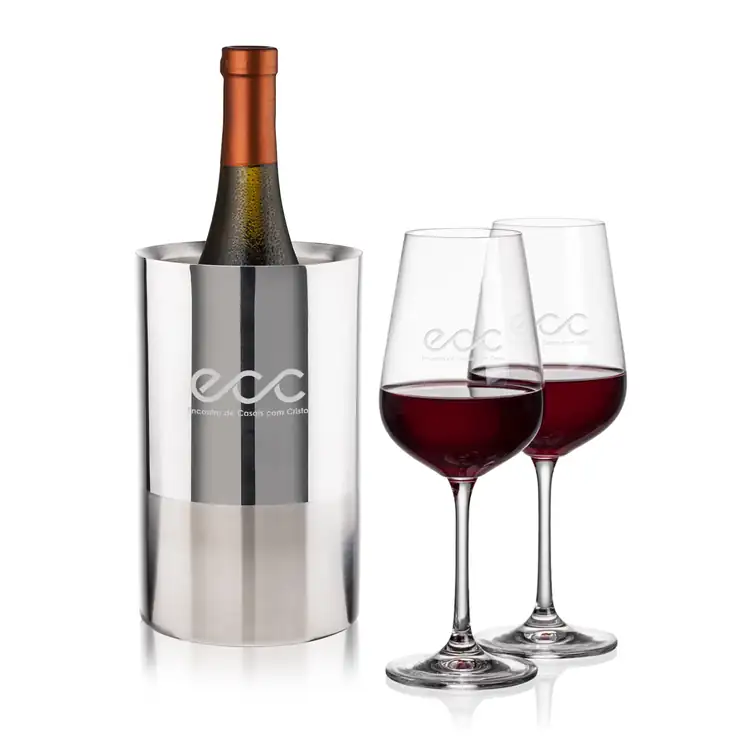 Ensemble refroidisseur de vin Catania et 2 verres à vin Laurent 12 oz