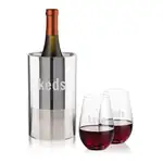 Ensemble refroidisseur de vin Catania et 2 verres à vin sans pied Boston