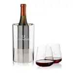 Ensemble refroidisseur de vin Catania et 2 verres à vin sans pied Breckland