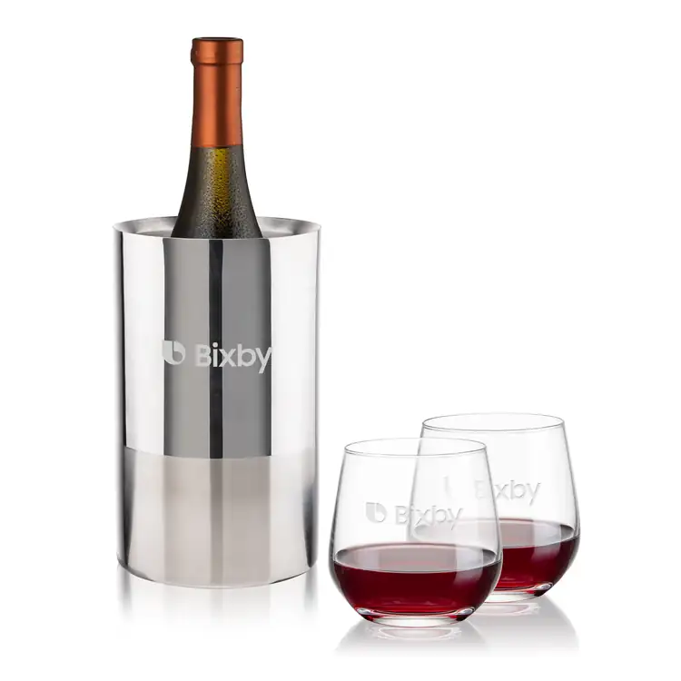 Catania Wine Cooler and 2 Garland 13 oz Stemless Wine Glass Set