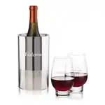 Ensemble refroidisseur de vin Catania et 2 verres à vin sans pied Glenarden