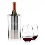 Ensemble refroidisseur de vin Catania et 2 verres à vin sans pied RIEDEL