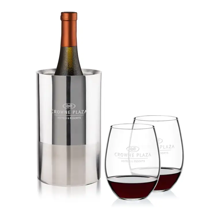 Catania Wine Cooler and 2 RIEDEL Stemless Wine Glass Set
