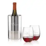 Ensemble refroidisseur de vin Catania et 2 verres à vin sans pied Redmond