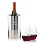 Ensemble refroidisseur de vin Catania et 2 verres à vin sans pied Vale
