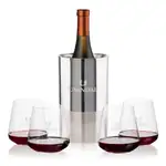 Ensemble refroidisseur de vin Catania et 4 verres à vin sans pied Breckland