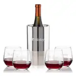 Ensemble refroidisseur de vin Catania et 4 verres à vin sans pied Garland 13 oz