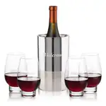 Ensemble refroidisseur de vin Catania et 4 verres à vin sans pied Glenarden