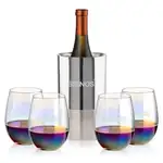 Ensemble refroidisseur de vin Catania et 4 verres à vin sans pied Miami 19 oz