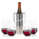 Ensemble refroidisseur de vin Catania et 4 verres à vin sans pied Oldham 15 oz