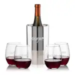 Ensemble refroidisseur de vin Catania et 4 verres à vin sans pied Stanford