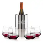 Ensemble refroidisseur de vin Catania et 4 verres à vin sans pied Tucson 13.5 oz