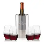 Ensemble refroidisseur de vin Catania et 4 verres à vin sans pied Vale