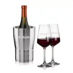 Ensemble refroidisseur de vin Genoa et 2 verres à vin Cannes