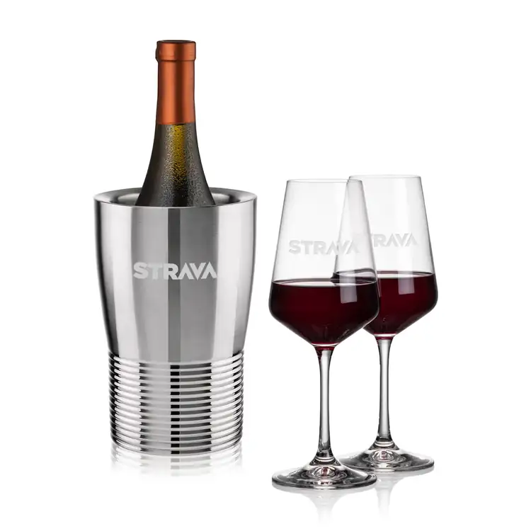 Genoa Wine Cooler and 2 Cannes Wine Glass Set
