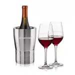 Ensemble refroidisseur de vin Genoa et 2 verres à vin Lethbridge