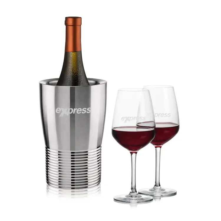 Genoa Wine Cooler and 2 Mandelay Wine Glass Set