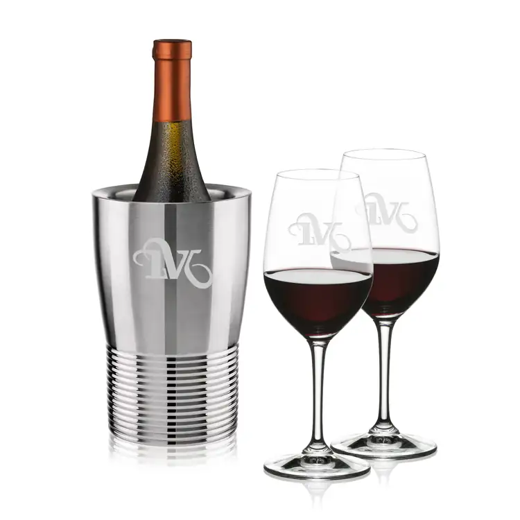 Genoa Wine Cooler and 2 RIEDEL Oenologue Wine Glass Set