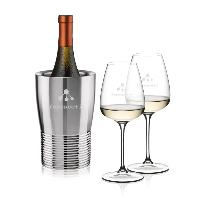 Genoa Wine Cooler and 2 RIEDEL Trauben Wine Glass Set