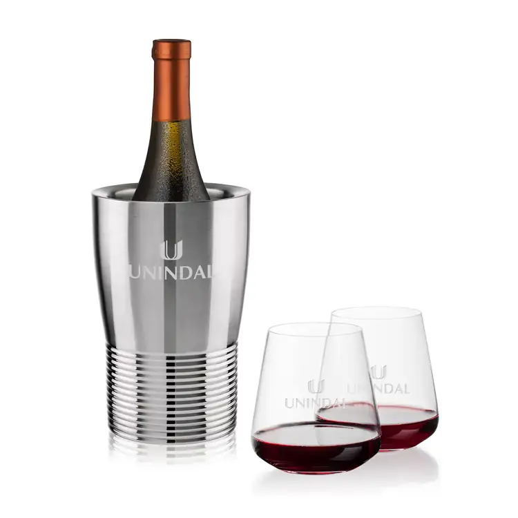 Ensemble refroidisseur de vin Genoa et 2 verres à vin sans pied Breckland