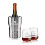 Ensemble refroidisseur de vin Genoa et 2 verres à vin sans pied Dunhill 12.25 oz