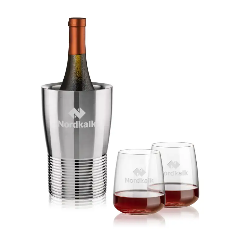 Genoa Wine Cooler and 2 Dunhill 12.25 oz Stemless Wine Glass Set