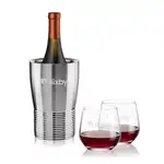 Ensemble refroidisseur de vin Genoa et 2 verres à vin sans pied Garland 13 oz