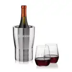 Ensemble refroidisseur de vin Genoa et 2 verres à vin sans pied Germain 12.5 oz