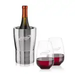 Ensemble refroidisseur de vin Genoa et 2 verres à vin sans pied Oldham 15 oz