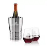Ensemble refroidisseur de vin Genoa et 2 verres à vin sans pied Reina