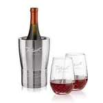 Genoa Wine Cooler and 2 Templeton Stemless Wine Glass Set